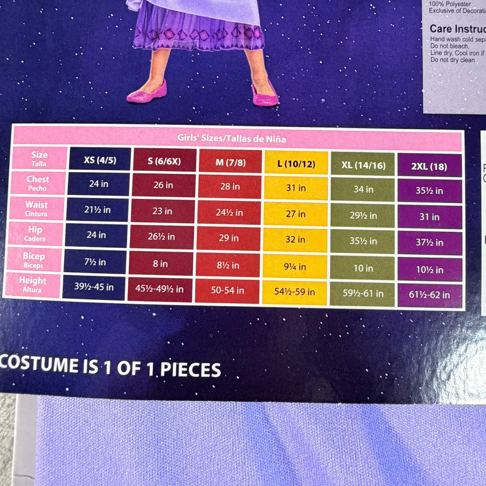 Disney Wish Asha Girls Medium 7-8 Halloween Costume Purple Dress Disguise NWT - Picture 6 of 7